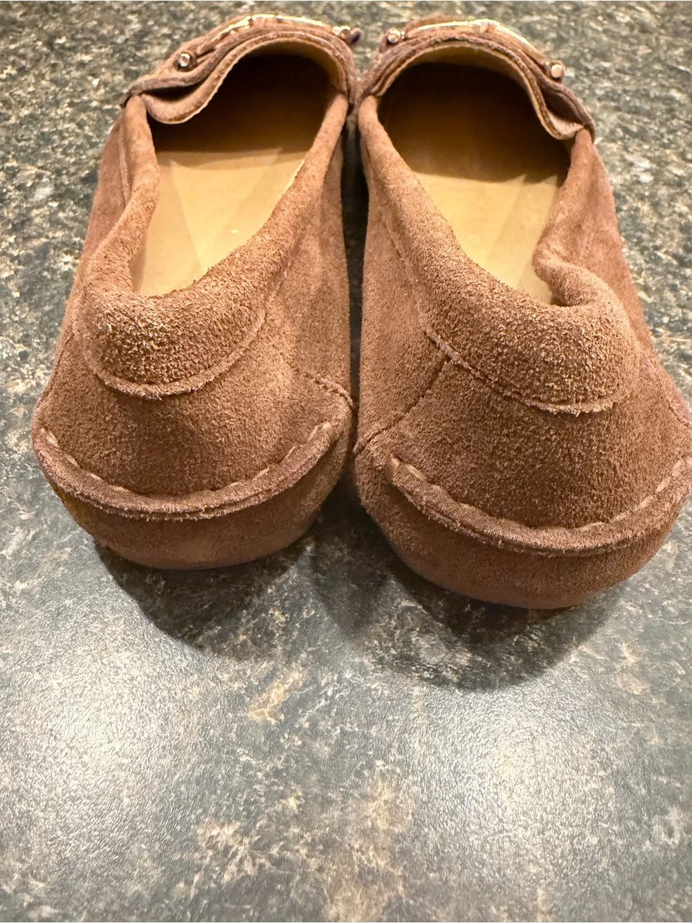 Coach Brown Suede Loafers with Gold Hardware